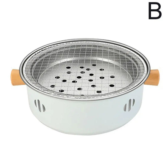 Steel Barbecue Grill Korean Charcoal Stove Split BBQ Stove round Non-Stick Barbecue Rack for Outdoor Camping