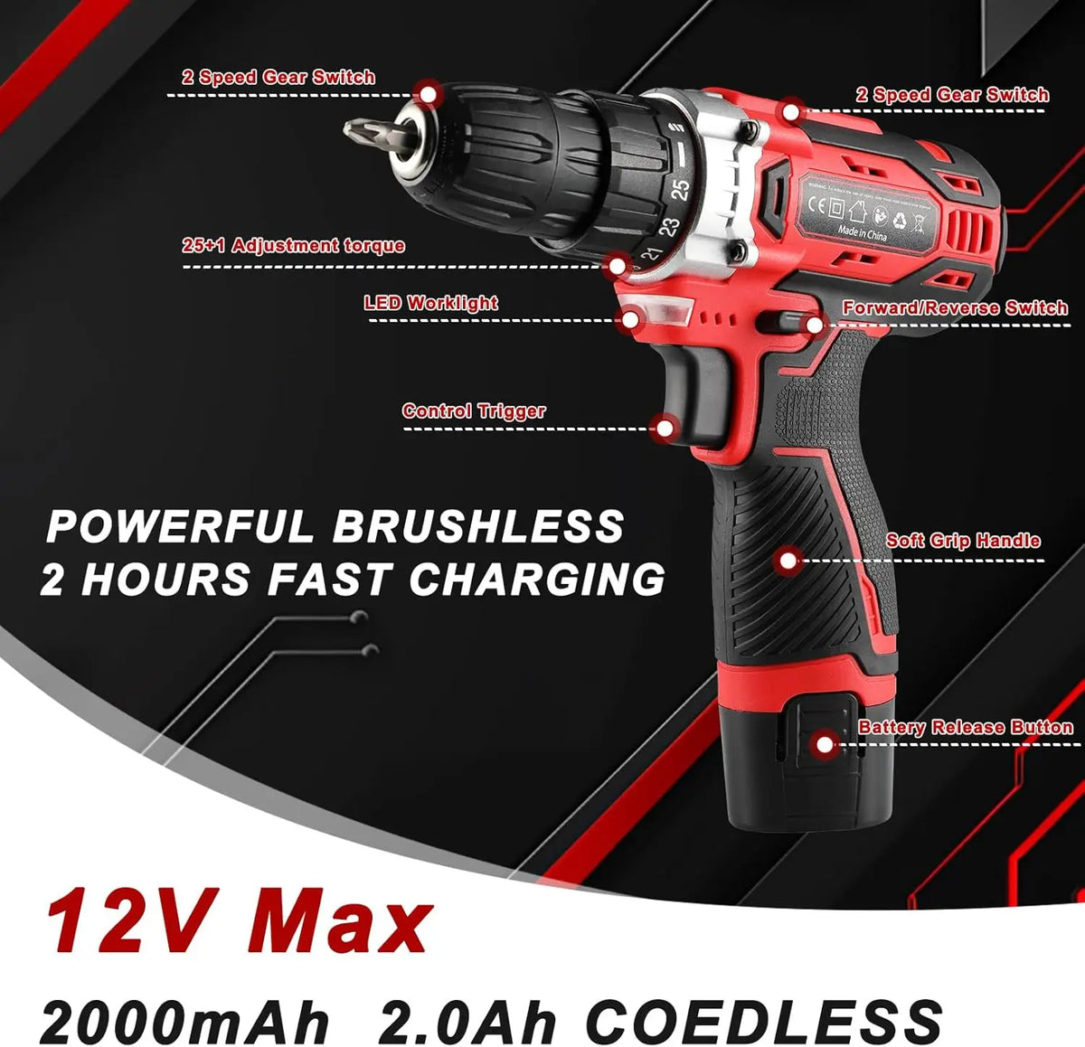 138-Piece Power Tool Set with 12V Cordless Drill for Home DIY Repairs and Maintenance