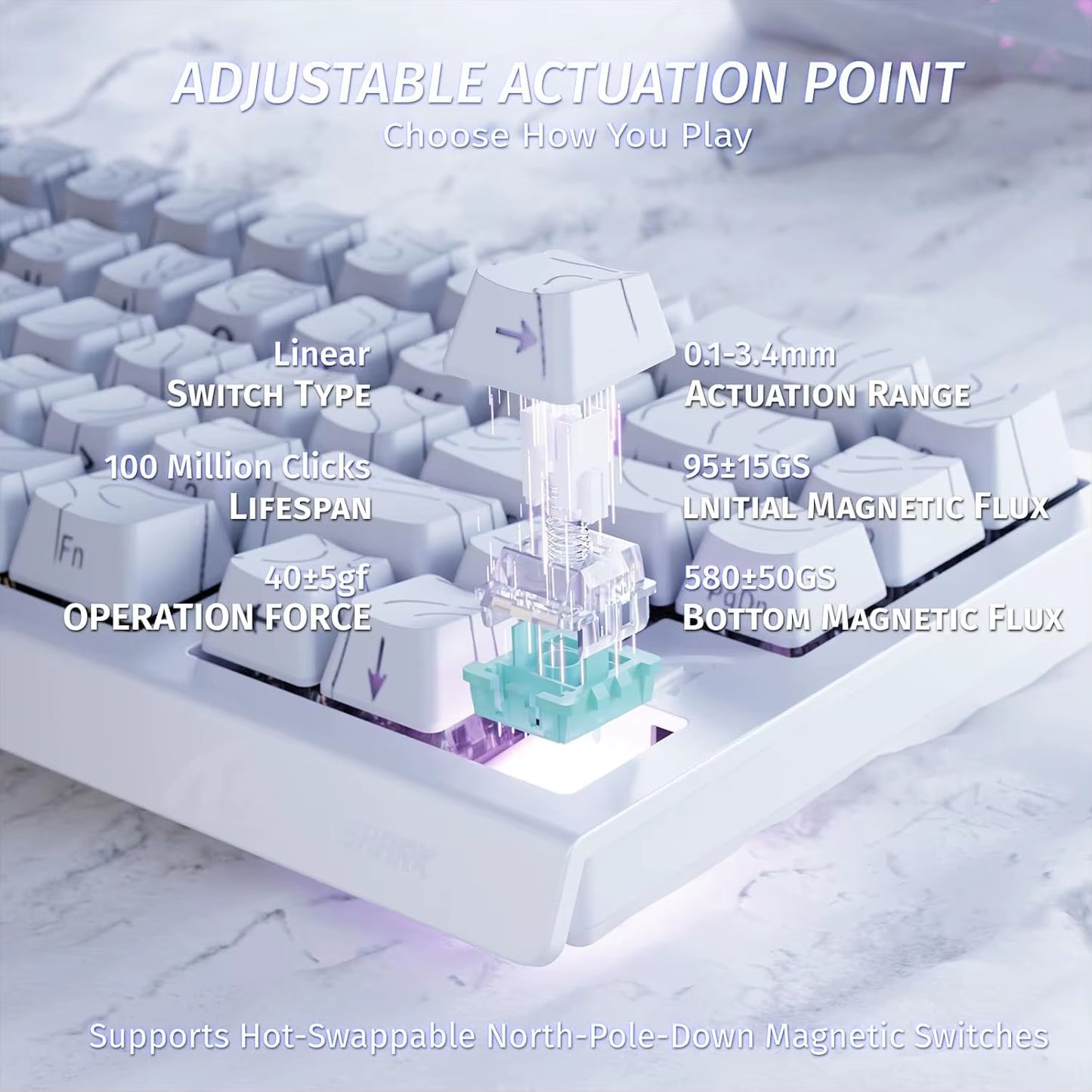ATTACK SHARK X68 HE Rapid Trigger Mechanical Gaming Keyboard 60% Wired with Adjustable Actuation,Hall Effect Magnetic Switch,8Kh