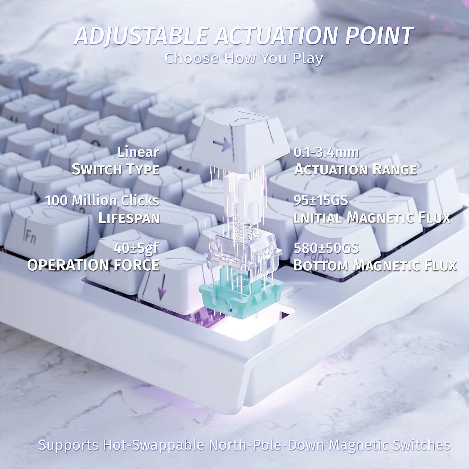 ATTACK SHARK X68 HE Rapid Trigger Mechanical Gaming Keyboard 60% Wired with Adjustable Actuation,Hall Effect Magnetic Switch,8Kh