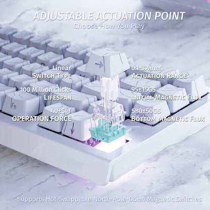 ATTACK SHARK X68 HE Rapid Trigger Mechanical Gaming Keyboard 60% Wired with Adjustable Actuation,Hall Effect Magnetic Switch,8Kh