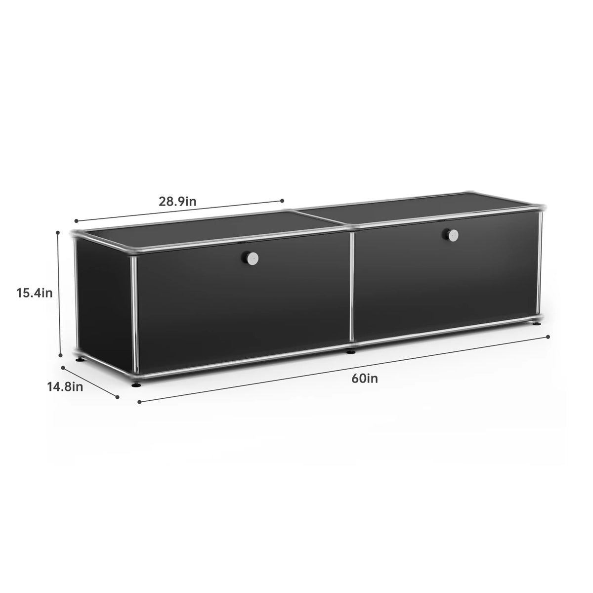 Contemporary Stainless Steel Storage Cabinet and TV Stand for Living Room and Home Office