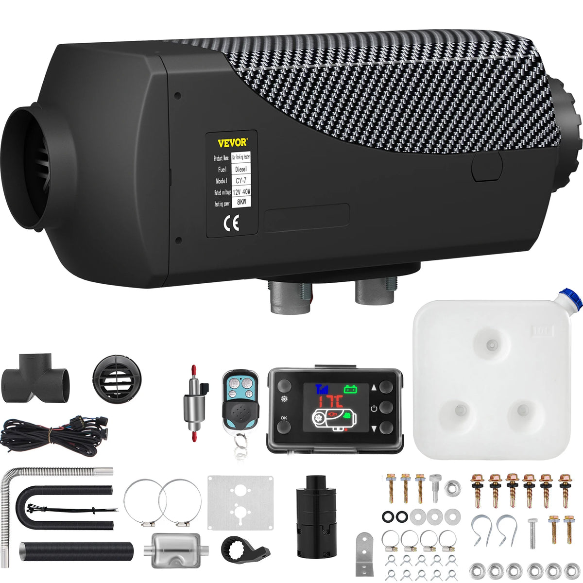 Succebuy 8KW Diesel Air Heater with Muffler, 12V Remote Control Parking Heater for Cars, Trucks, and Boats with LCD Switch