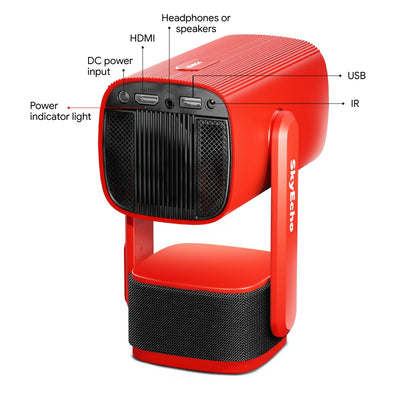  Freeone Portable Speaker Projector Android OS Wi-Fi 6 Auto-Focus Built-In-270° Rotation Stand 350 ANSI Lumens Bluetooth 5.2 Auto-Keystone Correction Netflix Youtube Ceiling Projector EVA Storage Bag EU Plug Global Version