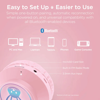Hypergear Bunny Tracks Wireless Light-Up Headphones