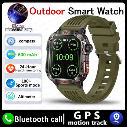 Military GPS Smart Watch Men Flashlight Compass Waterproof Outdoor Sport Tracker Bluetooth Call Smartwatch