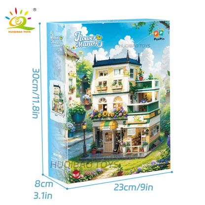 HUIQIBAO 997PCS Mini Garden Hotel Model Building Blocks City Street House Construction Micro Bricks Display Toys Children Adult