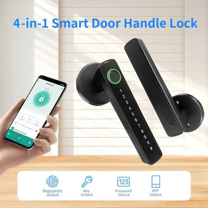 Smart Fingerprint Lock Financial Level Electronic Indoor Lock Password/Key/Tuya App/Bluetooth Unlock Bathroom Bedroom