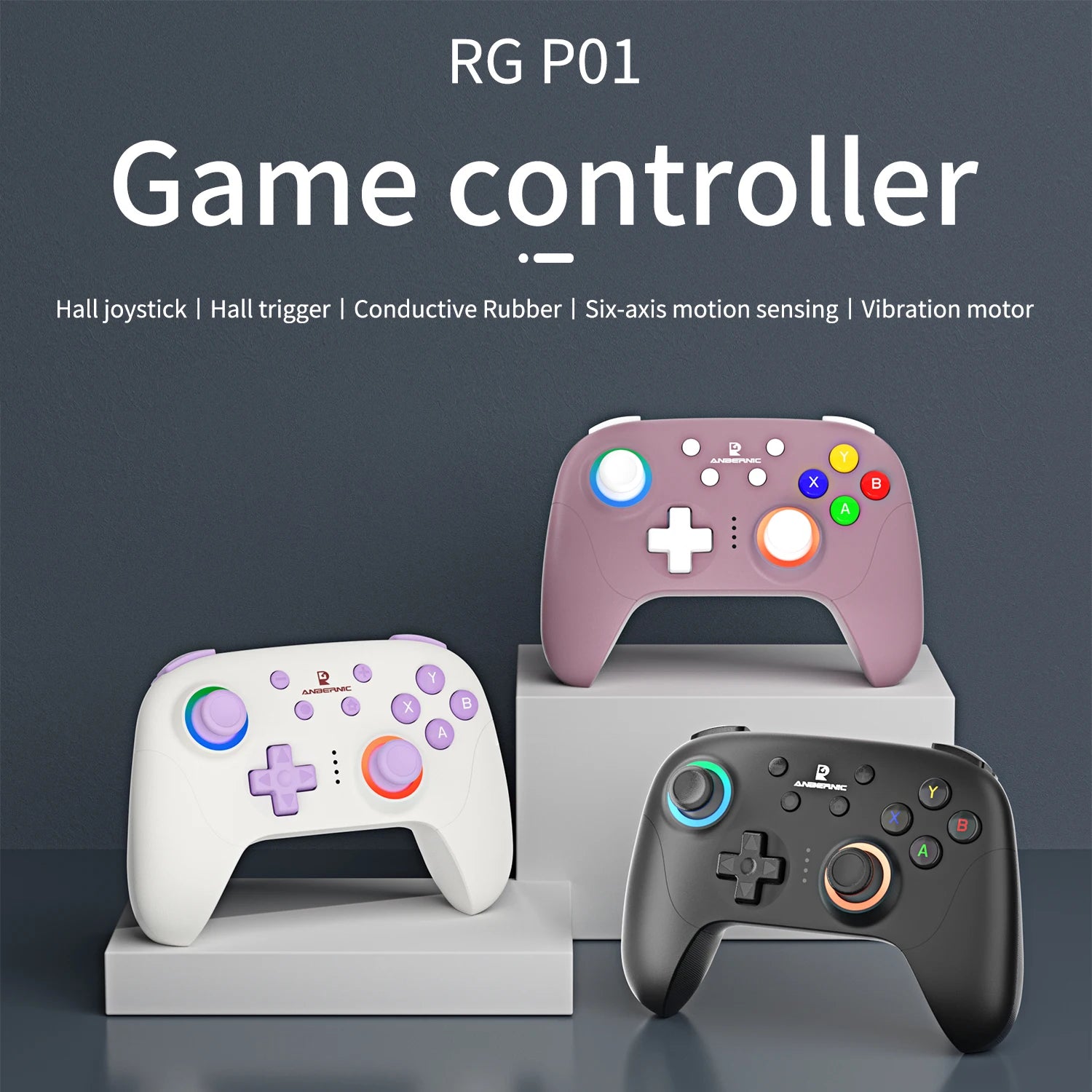 ANBERNIC RG P01 Gamepad Wireless Gaming Controller  Trigger Joystick Macro Key RGB Breathing Light for Switch PC Android IOS
