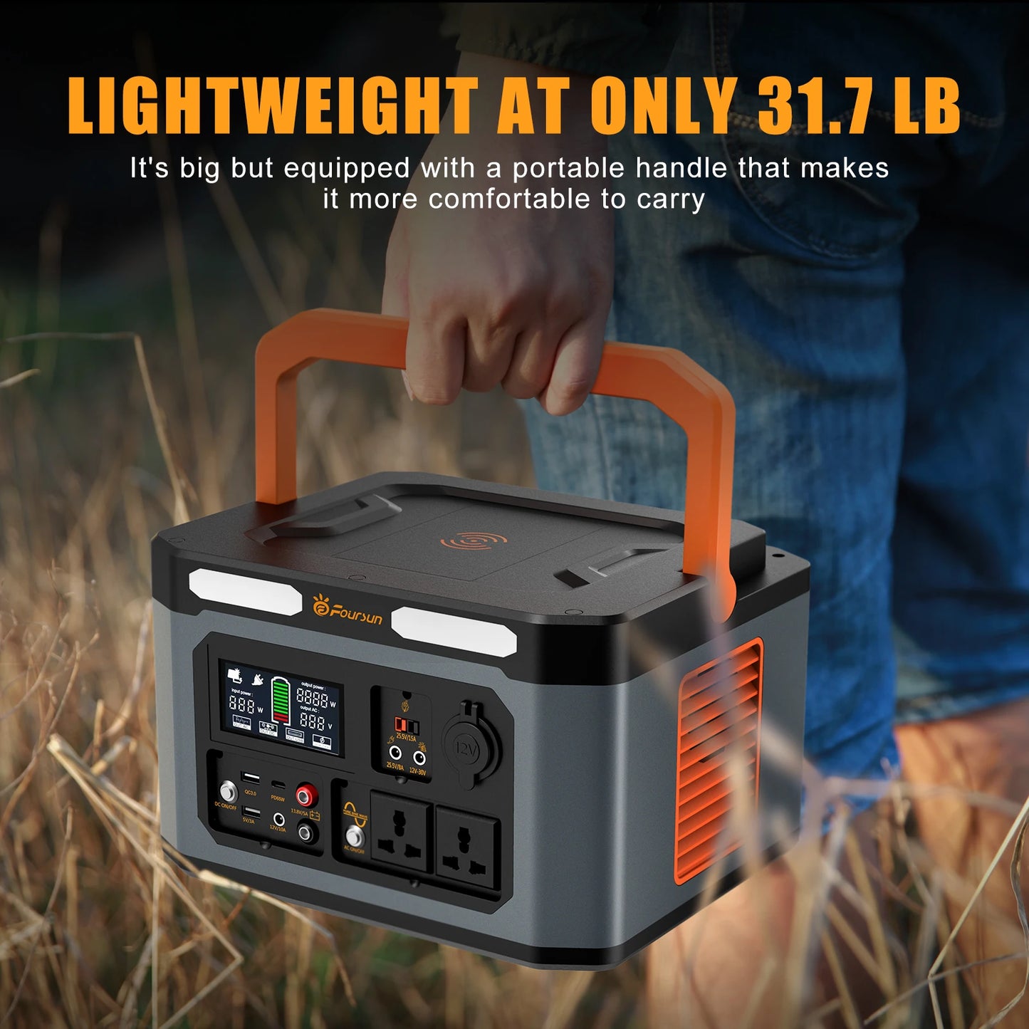 1500W (3000W Peak) Portable Power Station 1598.4Wh with 2 AC Outlets Wireless Charge 65W PD Solar Generator for Home Backup Emergency Outdoor Camping