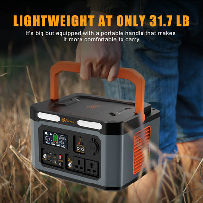 1500W (3000W Peak) Portable Power Station 1598.4Wh with 2 AC Outlets Wireless Charge 65W PD Solar Generator for Home Backup Emergency Outdoor Camping