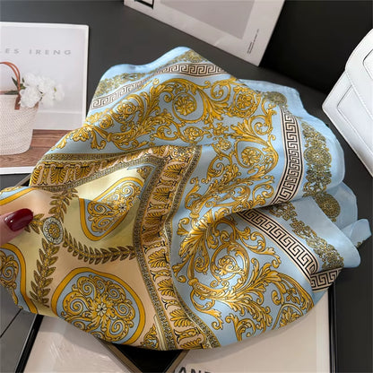 2025 New Fashion 70X70Cmprinted Women'S Scarf Pashmina Silk Scarf Square Shawl Decorative Headband Neck Luxury Design Bandana