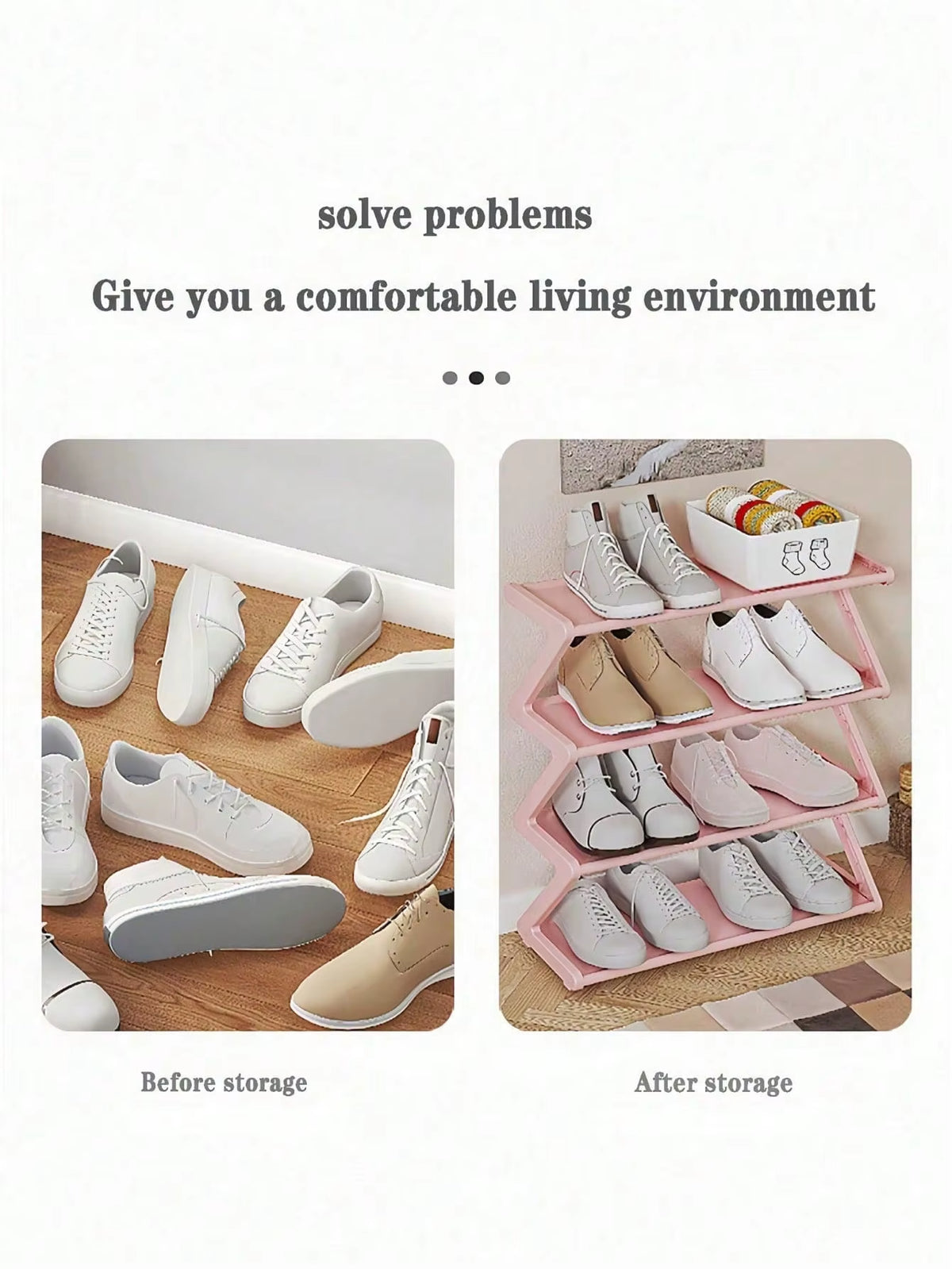 Z-Shaped Multi-Functional Shoe Rack - High Capacity Floor Standing Storage Organizer for Home and Dorm, Easy to Assemble, Space-Saving Solution for Living Room and Bedroom