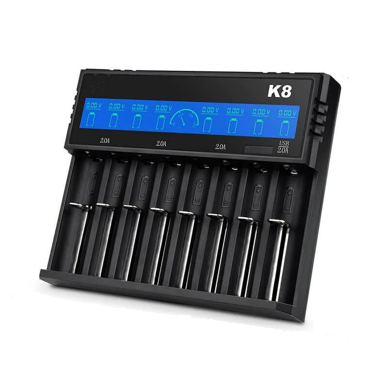 8-Slot with LCD Screen Display Intellegent Rechargeable Li-Ion Battery Charger Universal Flashlight RC Toys Home Tools Battery Charger 4 Slots for Li-Ion 18650 21700 26650 AA AAA Batteries Cell