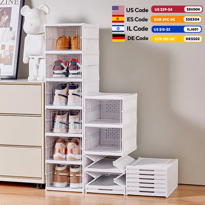 6 Layers Shoes Box Foldable Transparent Sneaker Shoe Storage Organizers Box Stackable Dustproof High-Top Cabinet Shoe Rack Shelf