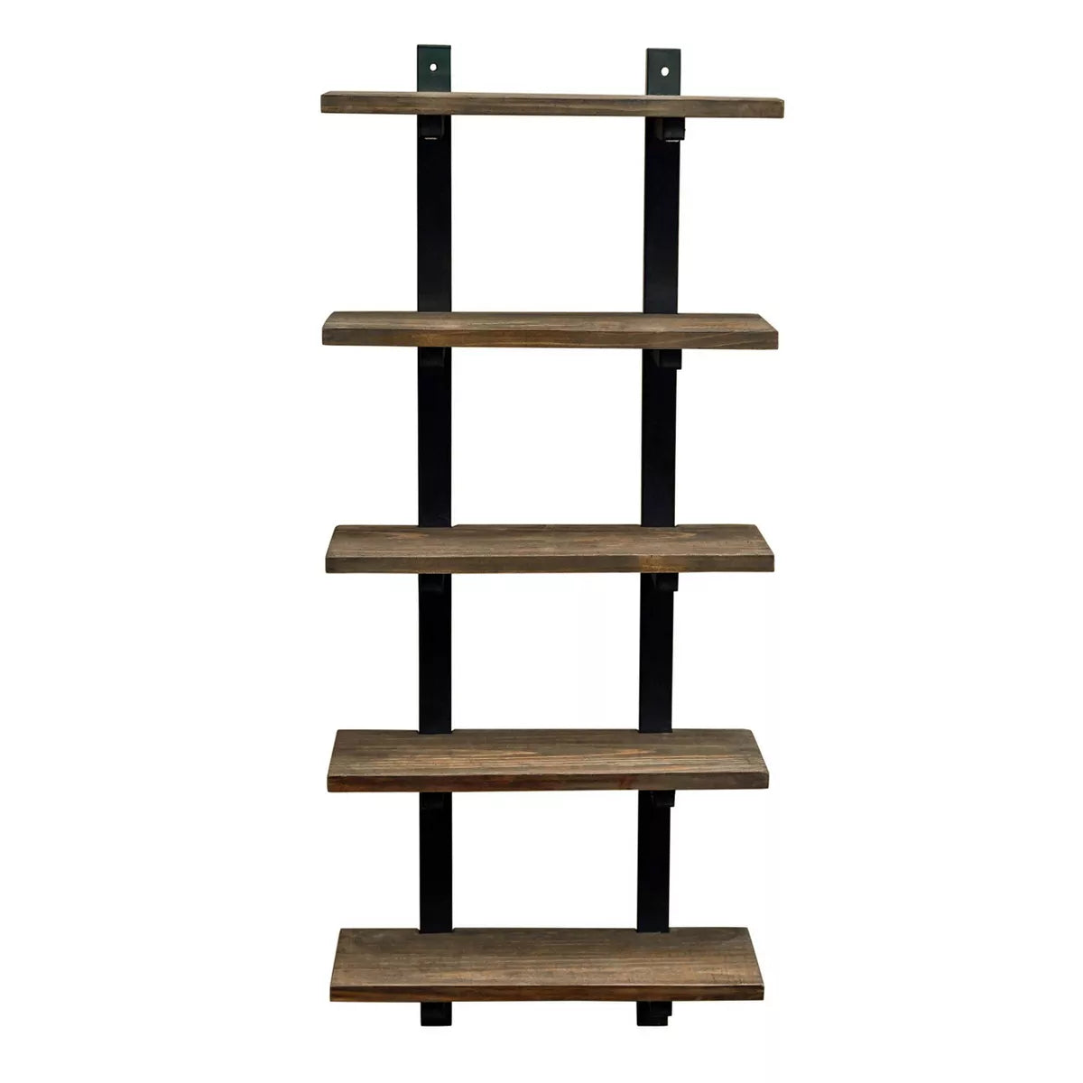 Pomona Natural Metal and Solid Wood Wall Shelf