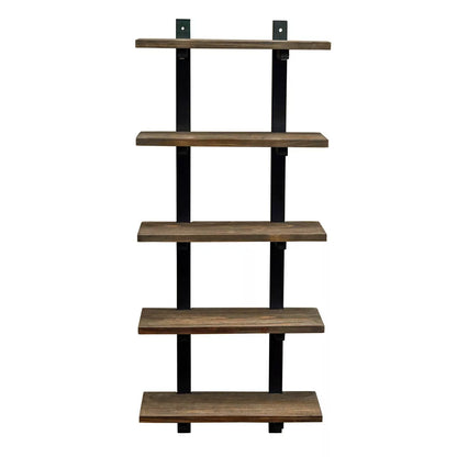 Pomona Natural Metal and Solid Wood Wall Shelf