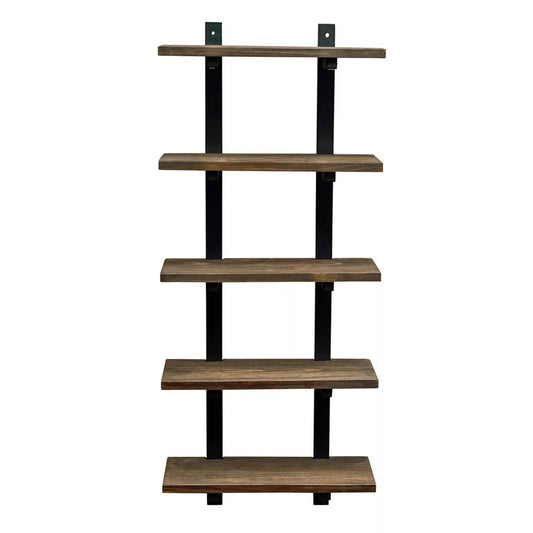 Pomona Natural Metal and Solid Wood Wall Shelf