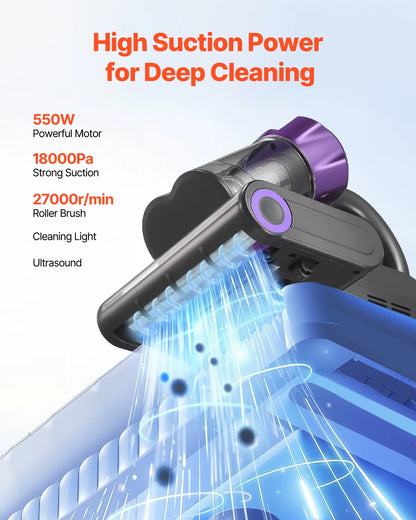 Succebuy Handheld Mattress Vacuum Cleaner with 18Kpa Suction Power, Dual Dust Bin, HEPA Filter, and Heating Ultrasound for Beds and Sofas