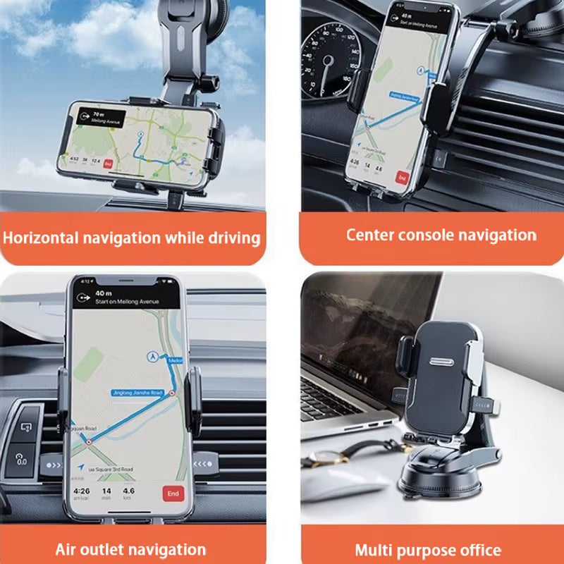 Universal Car Phone Holder - Versatile Dashboard and Windshield Mount for GPS Navigation