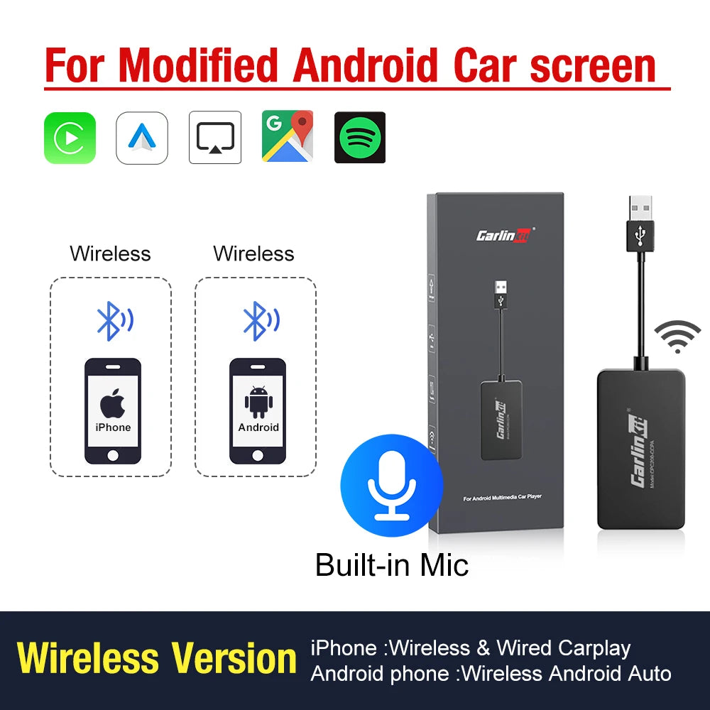 Carlinkit USB Wired/Wireless Carplay Dongle Wired/Wireless Android Auto AI Box Mirrorlink BT Auto Connect for Android Car Radio