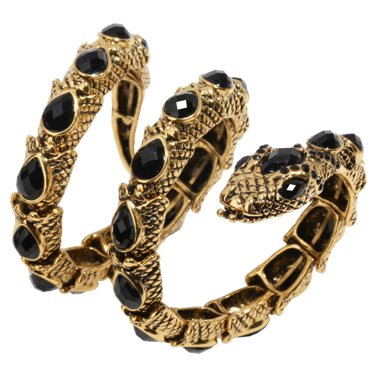 YACQ Stretch Snake Bracelet Armlet Upper Arm Cuff Women Punk Rock Crystal Bangle Jewelry Gold Silver Color Dropshipping A32