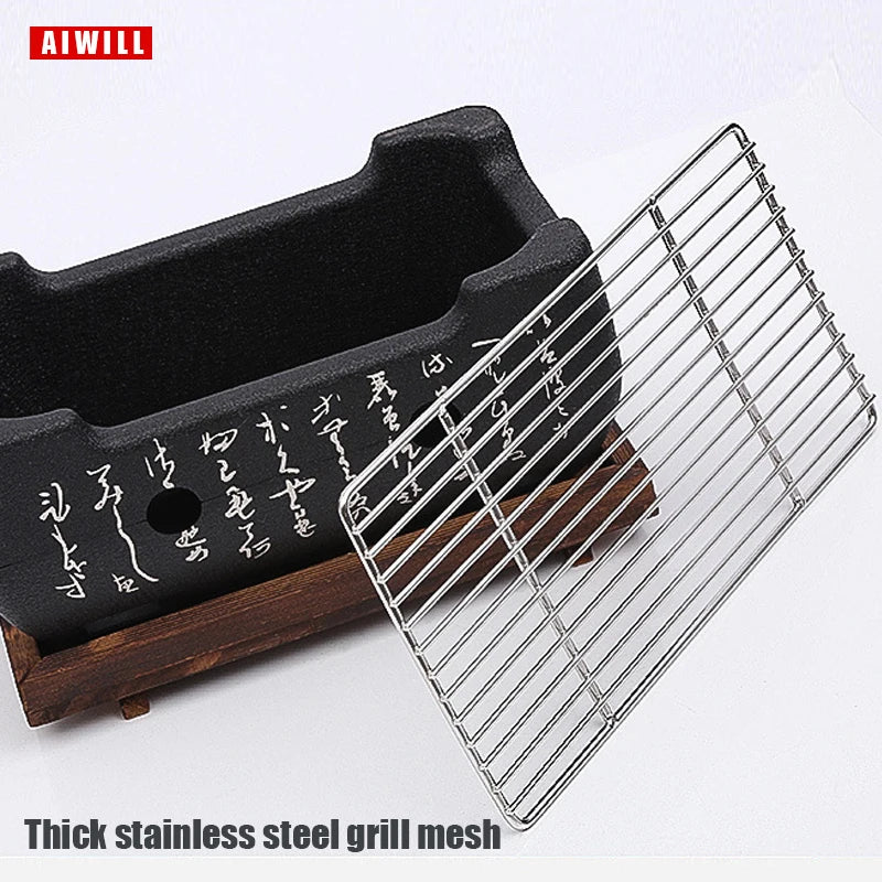 Portable BBQ Grill Korean Food Carbon Furnace Barbecue Stove Charcoal Cooking Oven Household Outdoor Reusable Grill Box