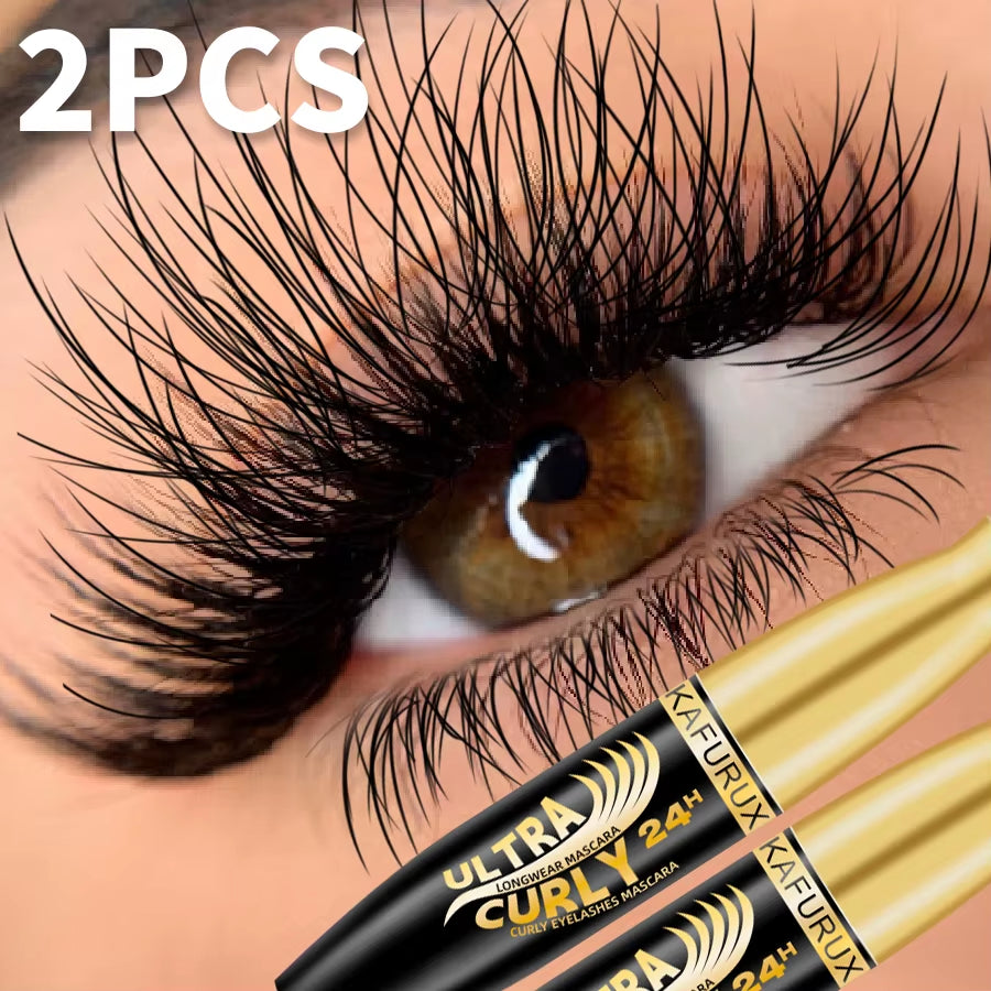 2-Piece Lengthening Black Mascara and Eyelash Brush Set - Long-Wearing Cosmetic Gift for Women