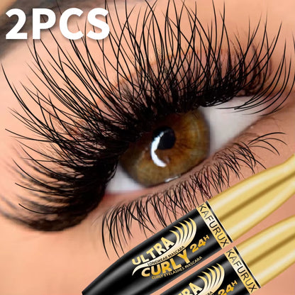 2-Piece Lengthening Black Mascara and Eyelash Brush Set - Long-Wearing Cosmetic Gift for Women