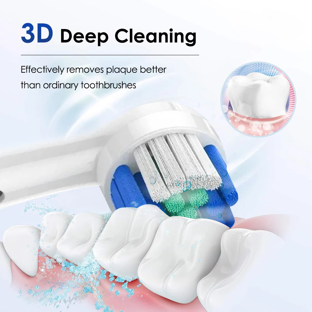 Smart Rotating Electric Toothbrush with Rechargeable Functionality, 4 Replacement Heads, and 5 Whitening Modes