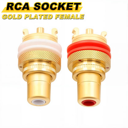 2PCS RCA Jack Plug Copper Gold Plated CMC RCA Socket for Speakers Terminals Audio Wire Connectors Panel RCA Female