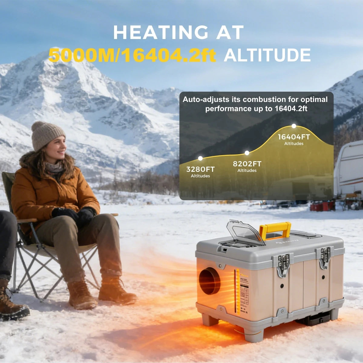 8KW Portable Diesel Air Heater with Self-Cleaning and Bluetooth App, High Altitude Mode for 12V/220V RV, Truck, and Van Applications