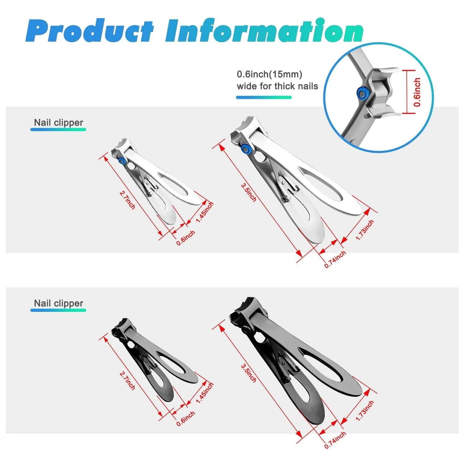 Extra Large Toe Nail Clippers for Thick Hard Nails Cutter Heavy Duty Stainless