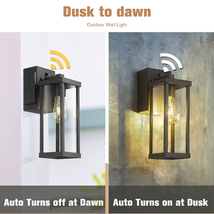 Porch Light with GFCI Outlet Dusk to Dawn Outdoor Light Exterior Lighting Fixtures Wall Mount for House Patio Garage Hallway