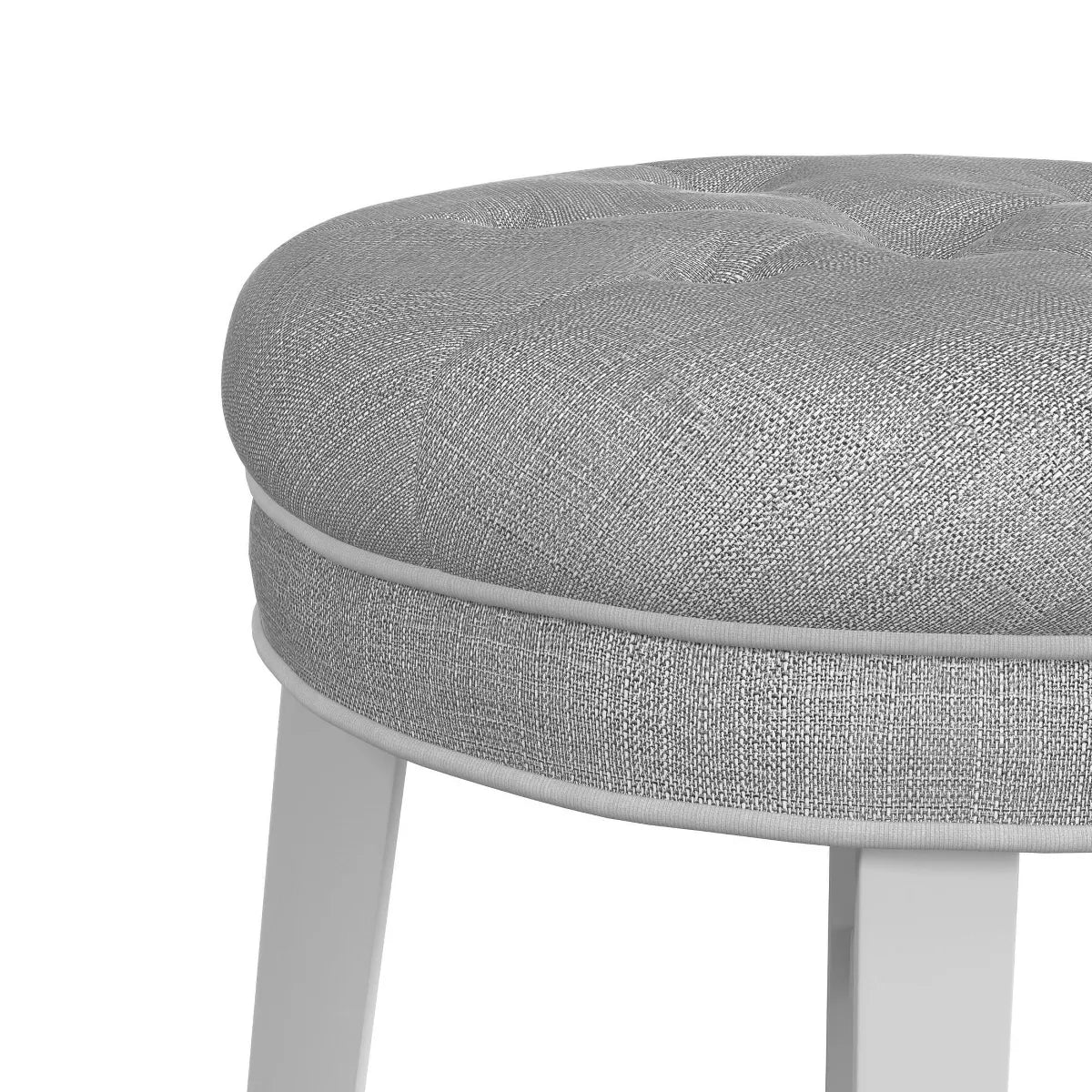 18" Sophia Tufted Backless Wood Vanity Stool - Linen Gray
