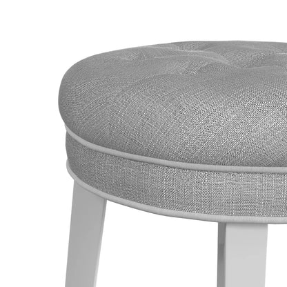 18" Sophia Tufted Backless Wood Vanity Stool - Linen Gray