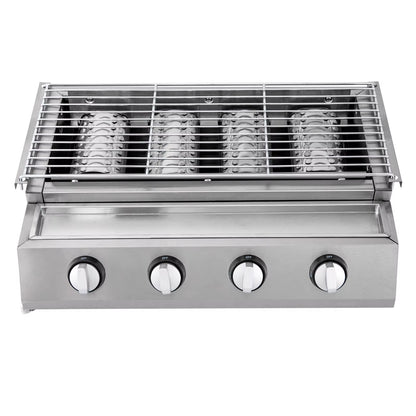 Professional 4-Burner Stainless Steel Portable Tabletop Propane/Lpg Gas Grill ,Smokeless for Camping & Indoor/Outdoor BBQ