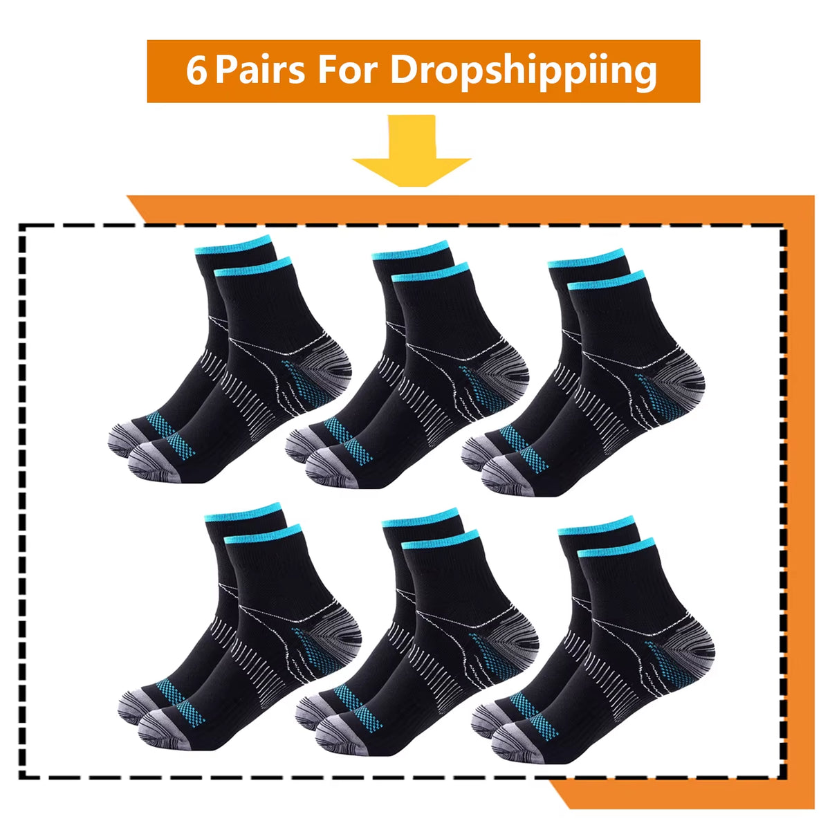Brothock Athletic Compression Socks - 20-30 mmHg - 3 Pairs for Dropshipping - Nylon Medical Nursing Stockings