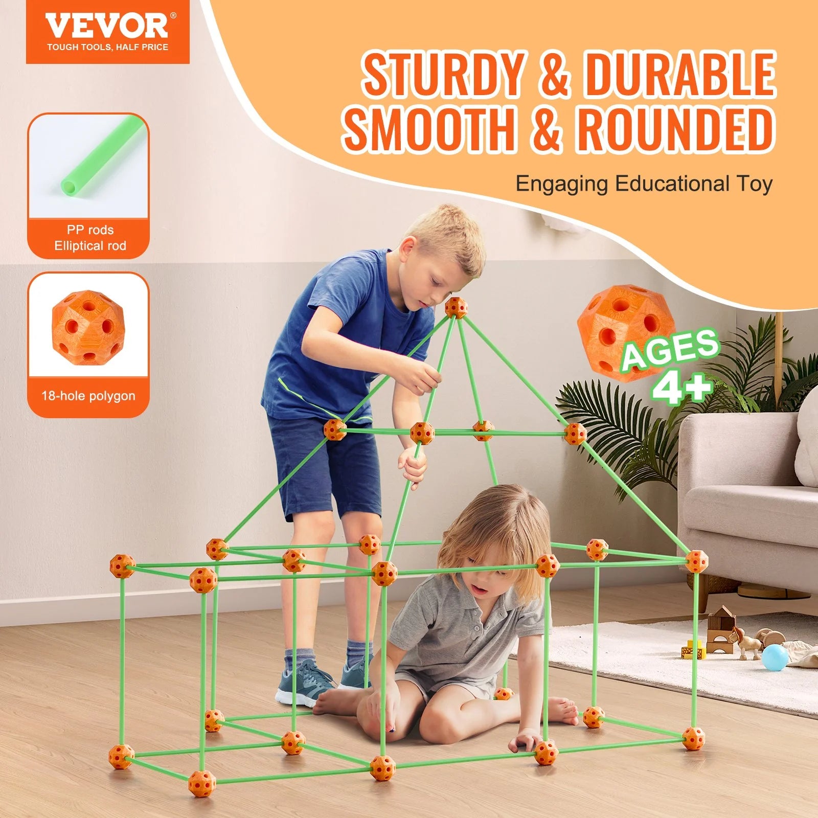 Tent Fort Building Kit for Kids Glow in the Dark STEM Construction Toy 85P