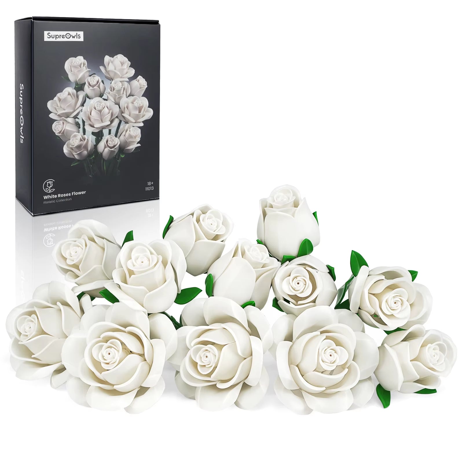 Roses Bouquet Building Blocks Set Artificial Flowers Home Decor Wedding Floral Bricks Toys Christmas Valentines Gift for Adults