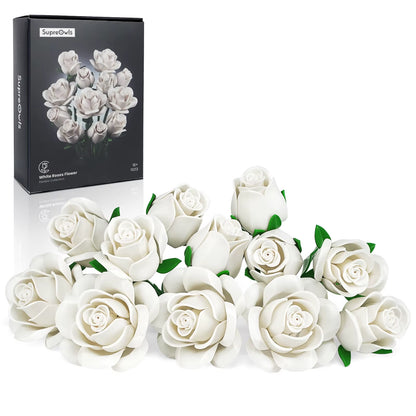 Roses Bouquet Building Blocks Set Artificial Flowers Home Decor Wedding Floral Bricks Toys Christmas Valentines Gift for Adults