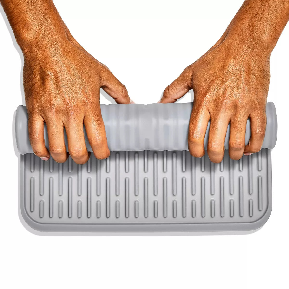 Large Gray Silicone Dish Drying Mat - Dishwasher-Safe Drying Rack, 16.9" x 12.5