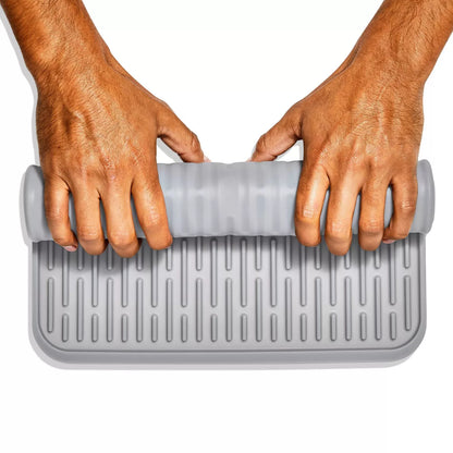 Large Gray Silicone Dish Drying Mat - Dishwasher-Safe Drying Rack, 16.9" x 12.5