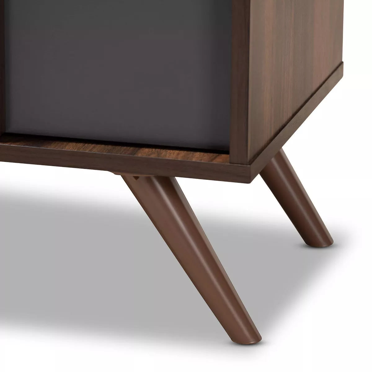 2 Door Naoki Two-Tone Wood Shoe Cabinet Gray/Walnut - Storage for Entryway, Holds 15 Pairs