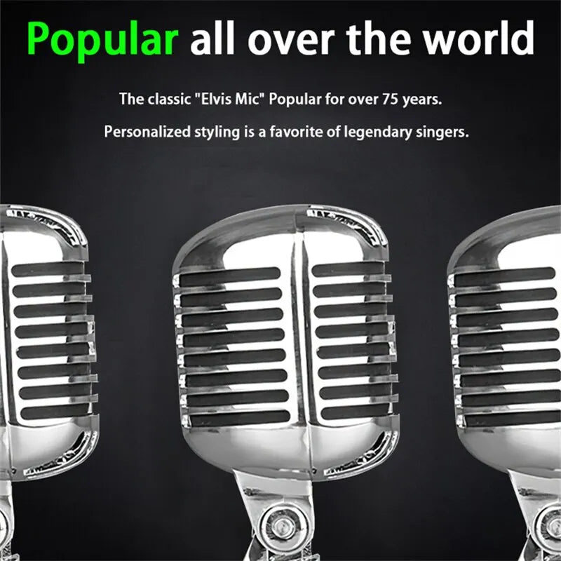 Vintage Metal Microphone for 55SH Classic Dynamic Vocal Mic Universal Stand for Live Performance Karaoke
