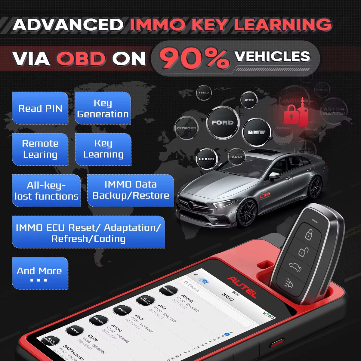 Autel MaxiIM KM100 KM100X Universal Key Programming Tool for Automotive IMMO Solutions - Supports All Key Loss, Key Deletion, and Key Addition