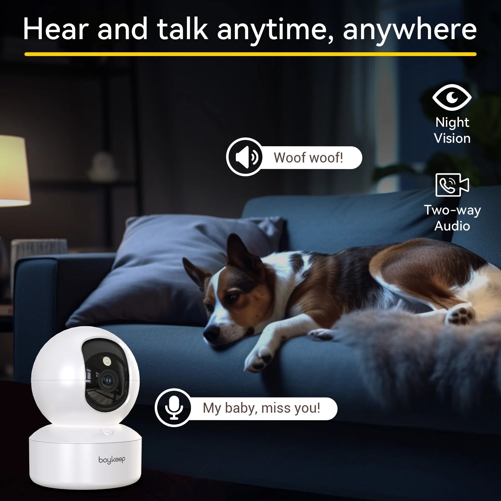 Smart Camera 2K Security Protection Wifi Surveillance 5G/2.4Ghz Indoor Baby Night Vision 360° Pan & Tilt 2-Way Audio K30