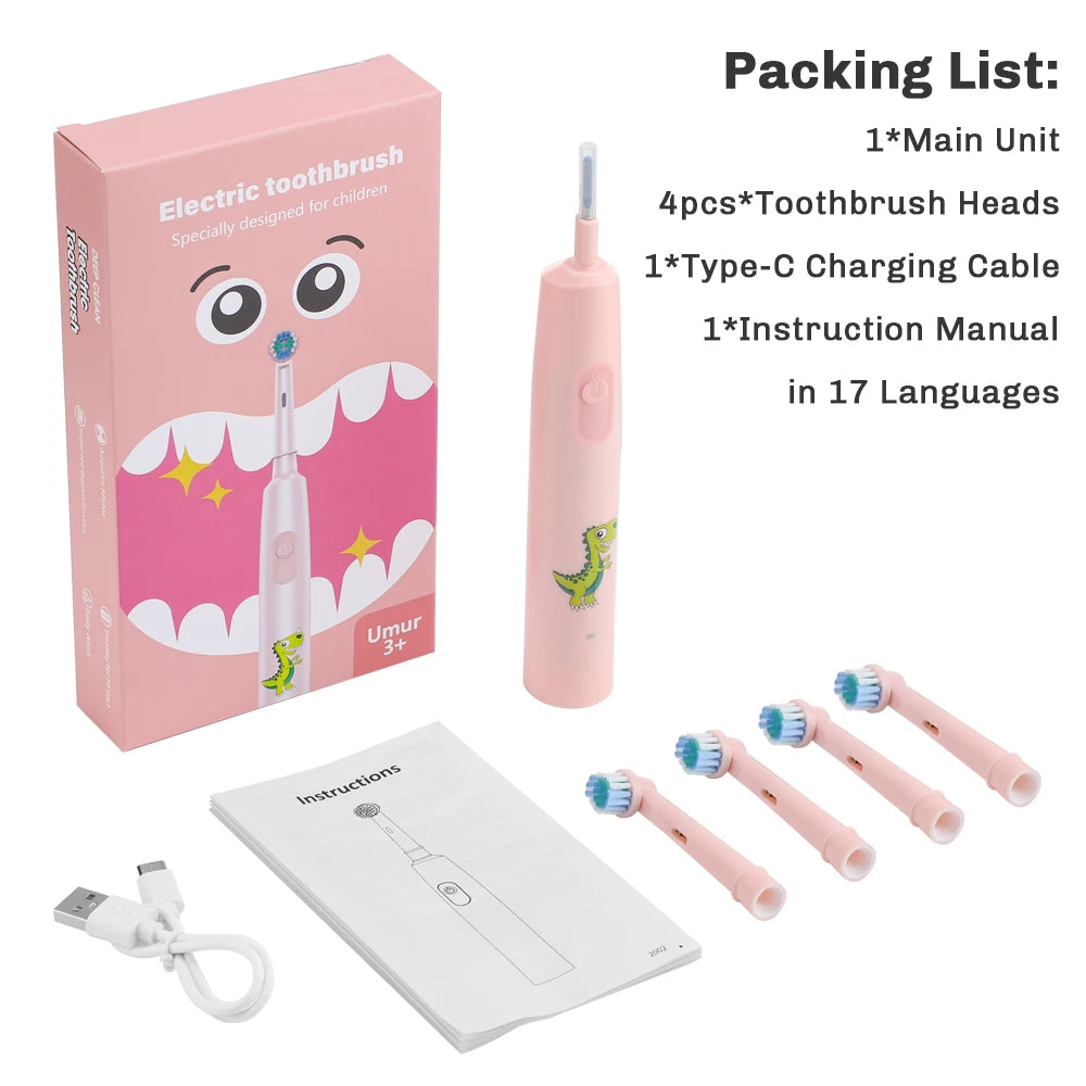Smart Rotating Electric Toothbrush with Rechargeable Functionality, 4 Replacement Heads, and 5 Whitening Modes