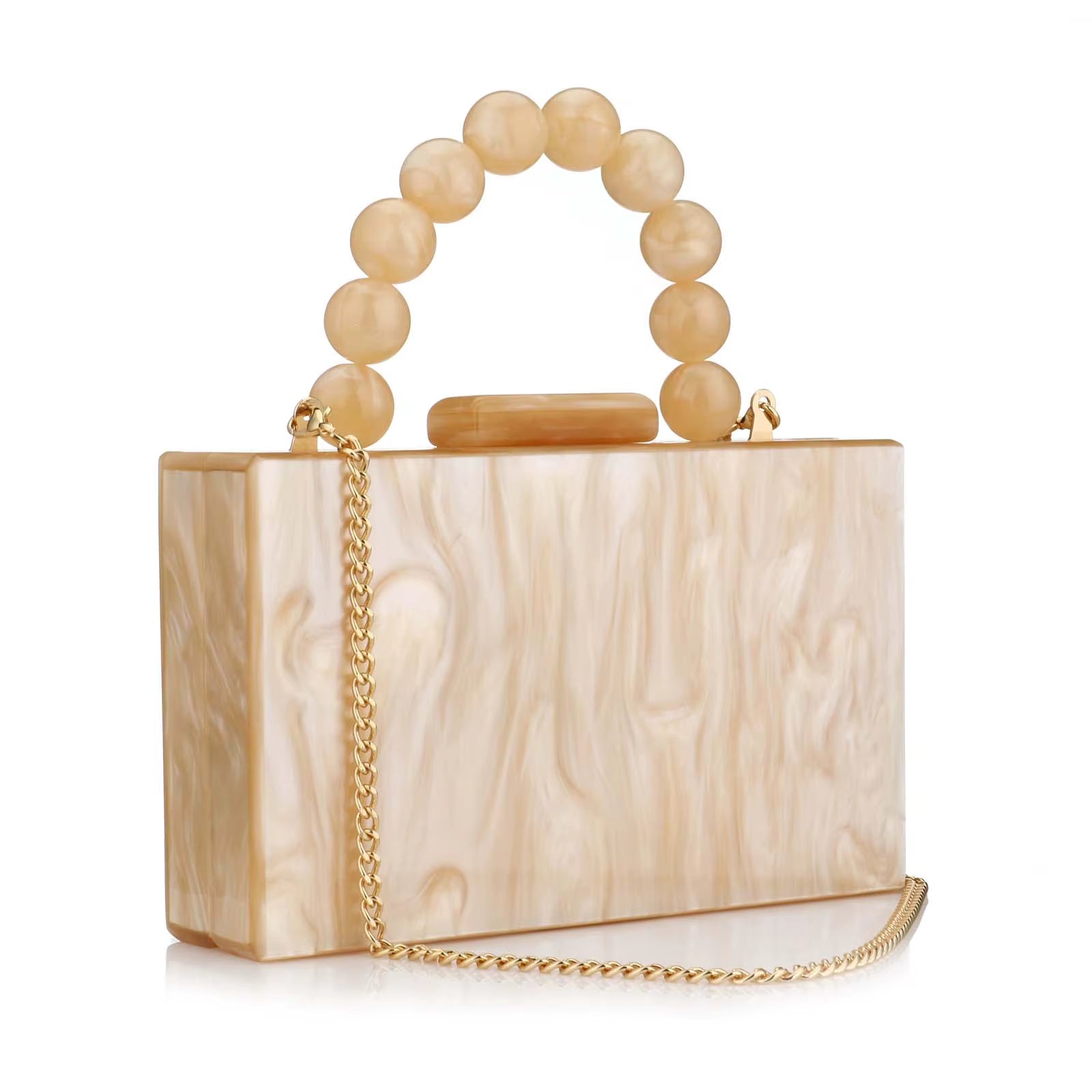 Women'S Wallet and Handbag Beach Flap Wedding Party Crossbody Bag Pearl Marble Dark Green Acrylic Pvc Evening Bag