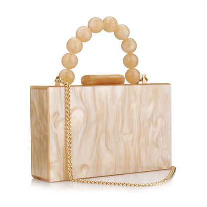 Women'S Wallet and Handbag Beach Flap Wedding Party Crossbody Bag Pearl Marble Dark Green Acrylic Pvc Evening Bag